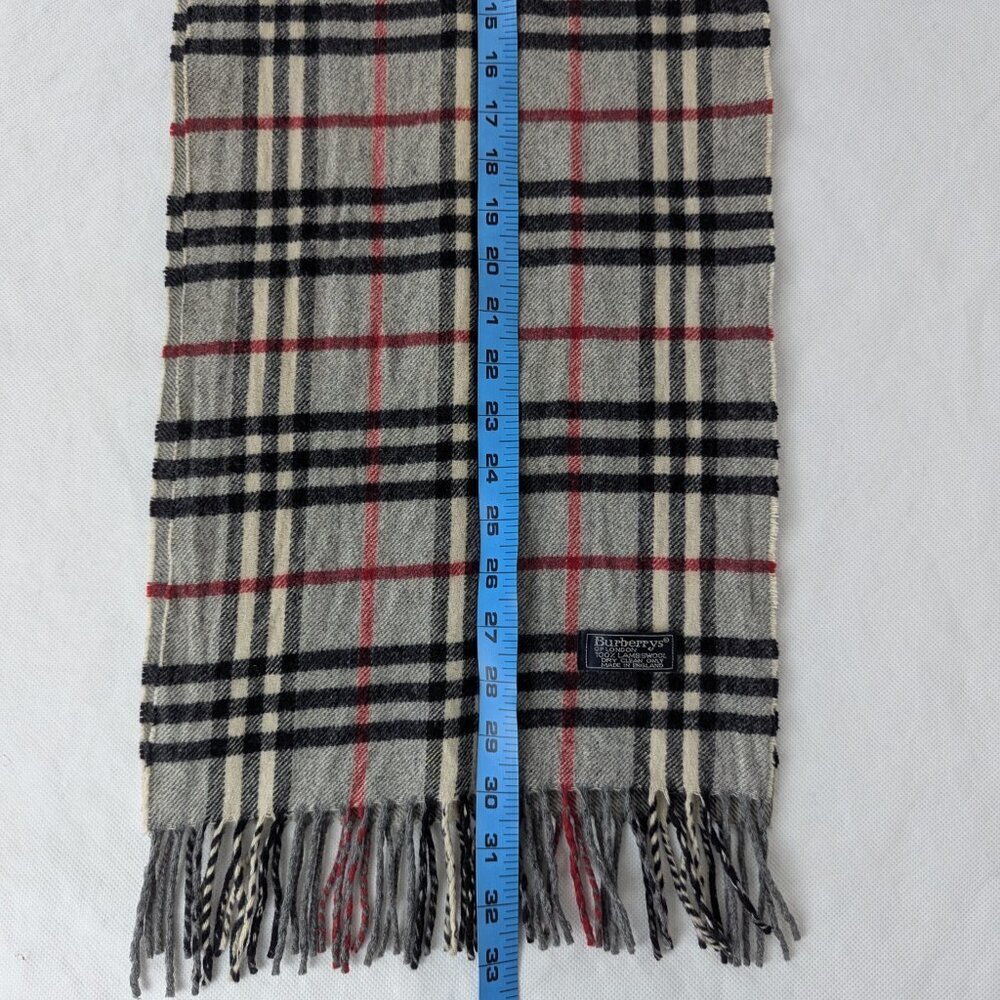 Burberry Designer Lambswool Scarf Gray | Unisex Check Pattern | Hot Deal - Picture 6 of 7